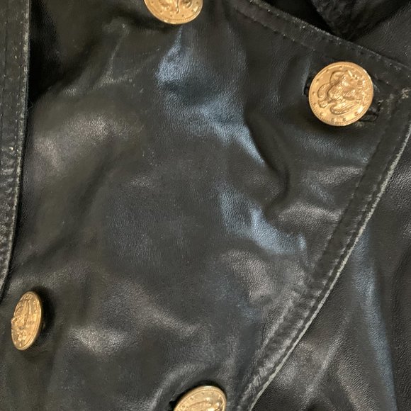 Heavy vintage leather fitted peacoat - Picture 4 of 8